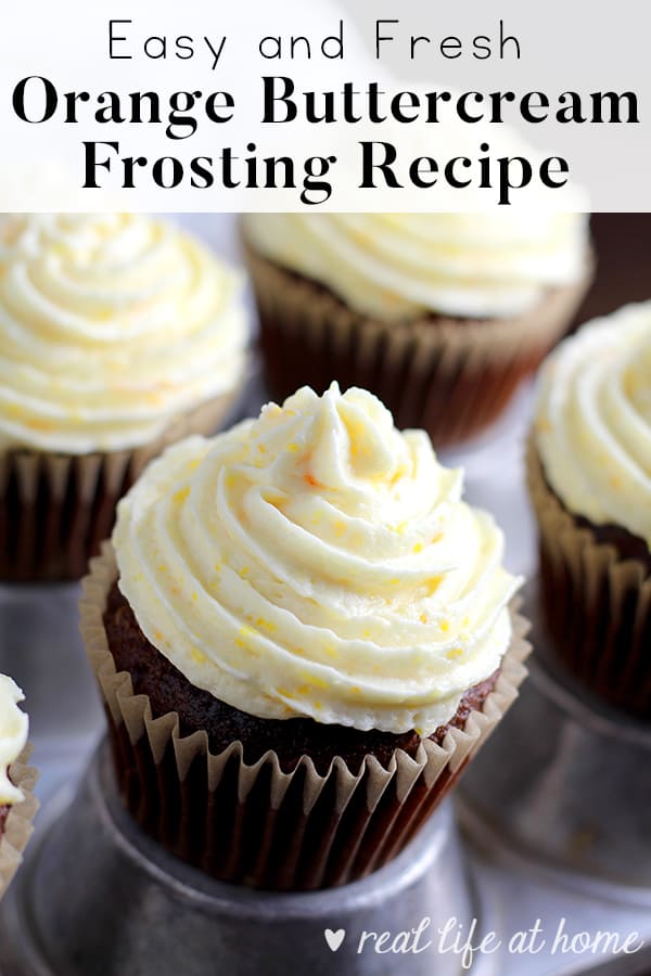 This light and fresh orange buttercream frosting recipe with orange zest added is sure to please a crowd. With my method for making the frosting airy and fluffy, this orange icing perfectly pairs with cakes and cupcakes and is easy to make! 