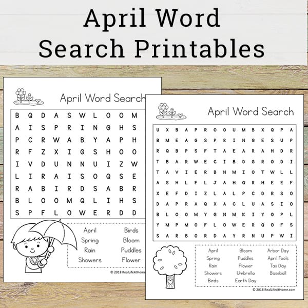 Free April Word Search Printable for Kids - perfect for class parties, spring parties, or just a fun time filler for early finishers of work. This printable includes April search terms and phrases.