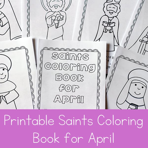 Looking for a fun seasonal saint activity to do with children? This free printable saints coloring book for April is a great Catholic coloring book for kids