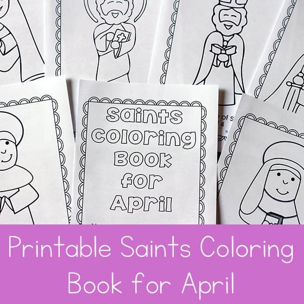 Looking for a fun seasonal saint activity to do with children? This free printable saints coloring book for April is a great Catholic coloring book for kids