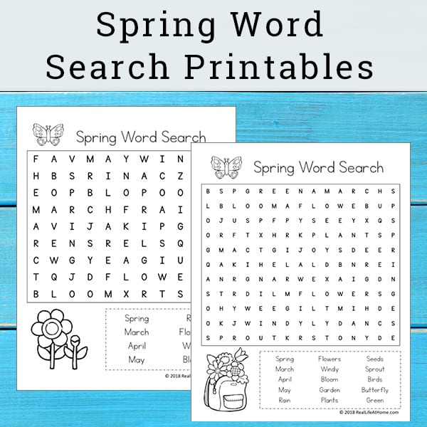 Free Spring Word Search Printable for Kids - {Free Printable available as an instant downloadable pdf file} - perfect for class parties, spring gatherings, or just a fun time filler for early finishers of work. This printable includes Spring-themed search terms. | Real Life at Home