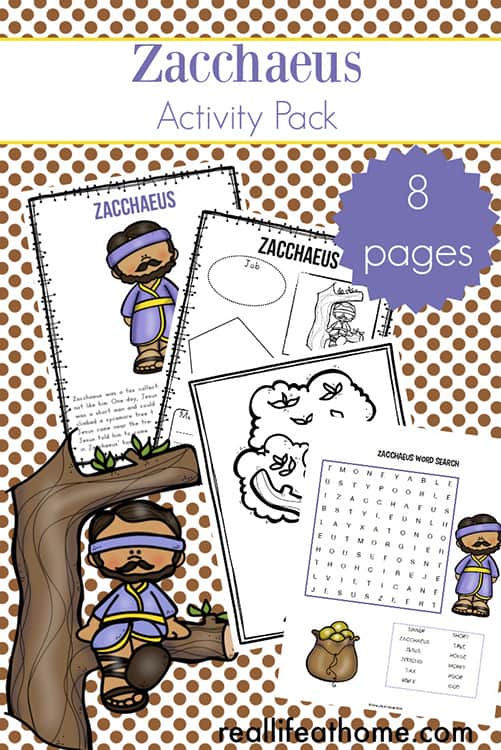 Zacchaeus Printables Packet including Zaccheus Story for Kids, Zaccheus Coloring Page, and More | Real Life at Home