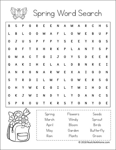 Spring Word Find Printable for Kids from Real Life at Home