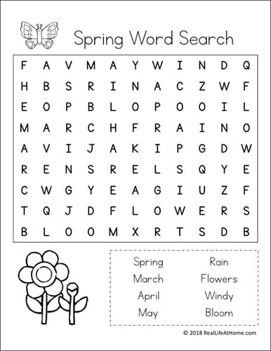 Spring Word Search for Kids - Free Printable PDF