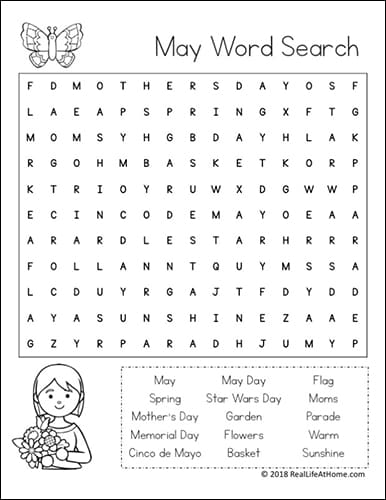 May Word Search Printables for Kids (Harder Version) | Real Life at Home