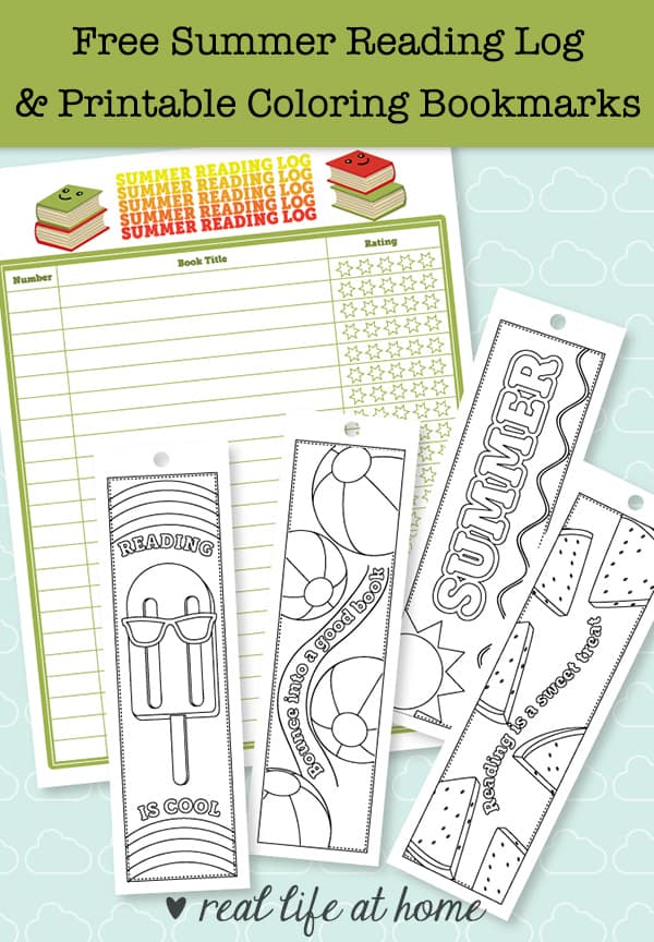 Summer reading is fun! This post has a free printable summer reading log and printable bookmarks to color that are summer-themed. There are also more ideas for summer reading fun.