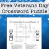 Veterans Day Crossword Puzzle Free Printable for Kids