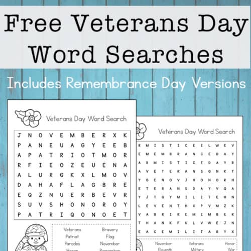 Veterans Day Word Search Printable (&amp; Remembrance Day Word Search)
