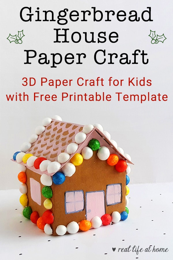 This gingerbread house paper craft is a great Christmas activity for kids of all ages. It's an open-ended art activity, since children can decorate the gingerbread house craft how they want. This post includes a free printable gingerbread house paper craft template.