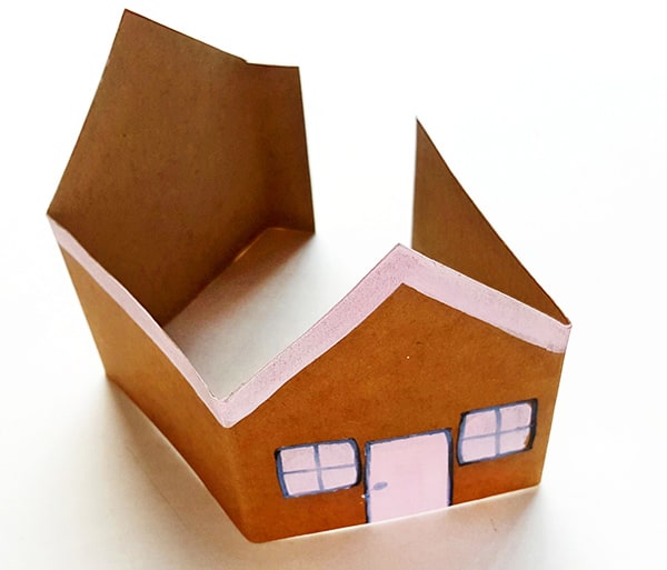 Gingerbread Craft Step 4 (folding the Gingerbread House Paper Craft) from Real Life at Home