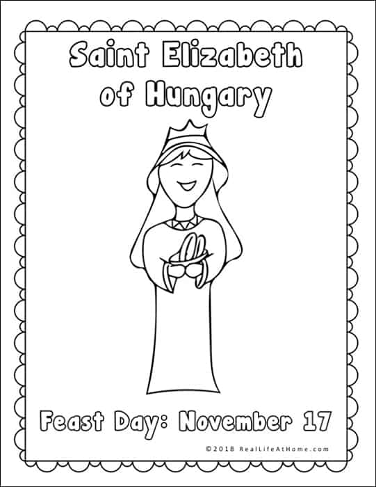 Coloring Page from Saint Elizabeth of Hungary Printables Packet