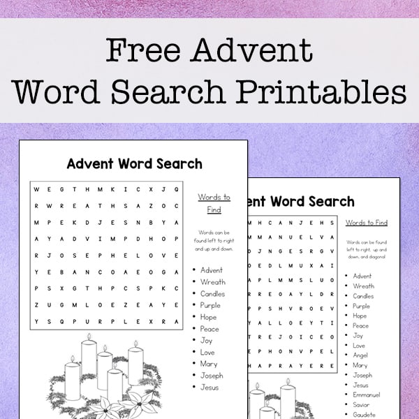 Advent Word Search Printables