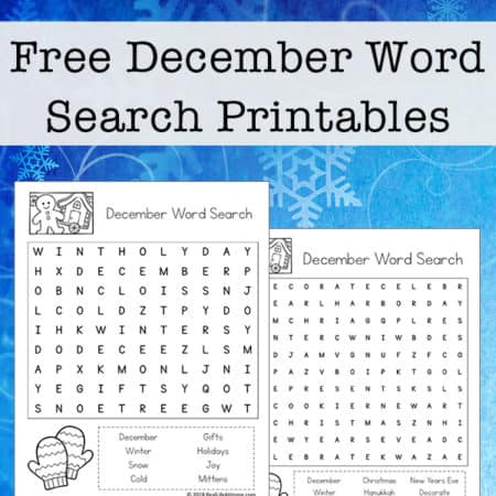 December Word Search Printable Puzzle for Kids (Free Printable)