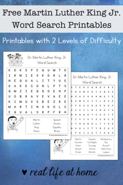 Free Martin Luther King Jr. Word Search Printable for Kids