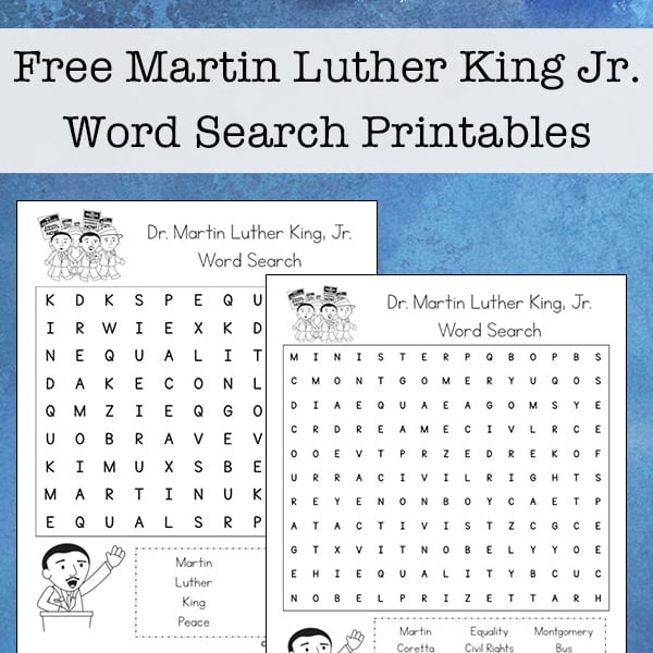 Free Martin Luther King Word Search Printable Set from Real Life at Home