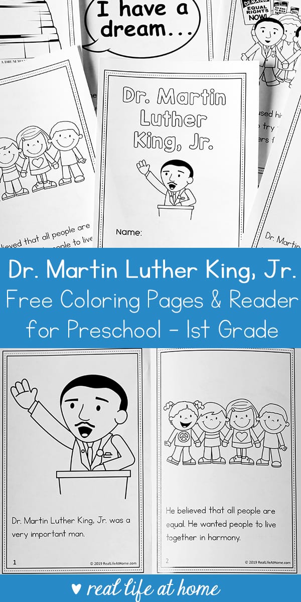 Free Dr. Martin Luther King Jr. Coloring Book and Reader Printable for Preschool - 1st Grade