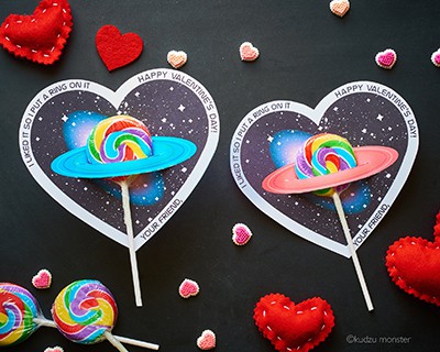 Saturn Valentine Cards with Suckers
