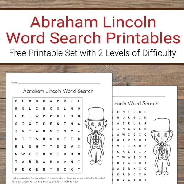 free abraham lincoln word search printable for kids