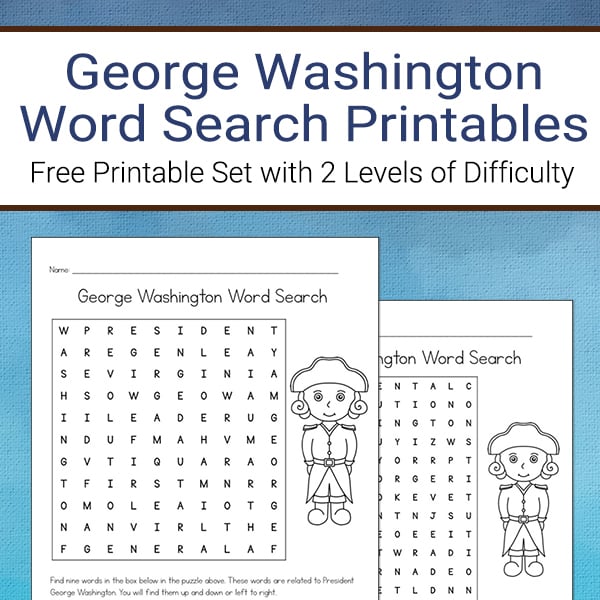 George Washington Word Search Printables for Kids from Real Life at Home