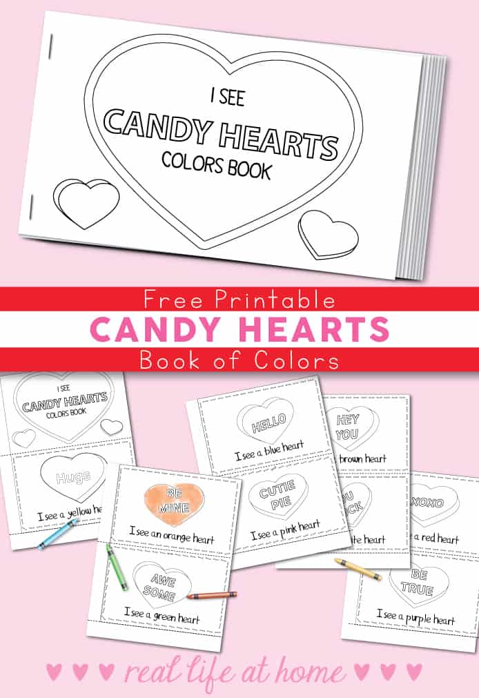 "I See Candy Hearts" Book of Colors - Free Printable Candy Hearts Valentine Color Book for Kids | Real Life at Home