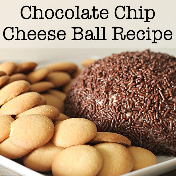 This quick and easy Chocolate Chip Cheese Ball with a cream cheese base is sure to please at parties or just for a special dessert dip at home. | Real Life at Home
