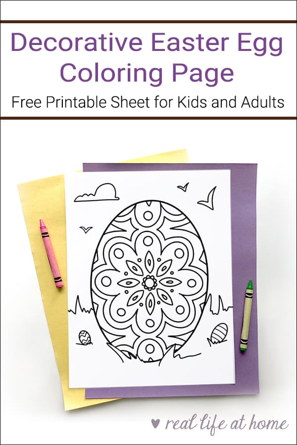 Free Decorative Easter Egg Coloring Page Printable for Kids and Adults from Real Life at Home