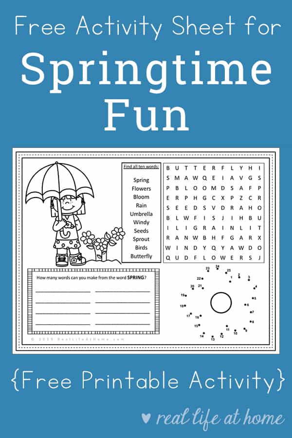 Free Printable Spring Activity Page or Placemat for Kids | Real Life at Home