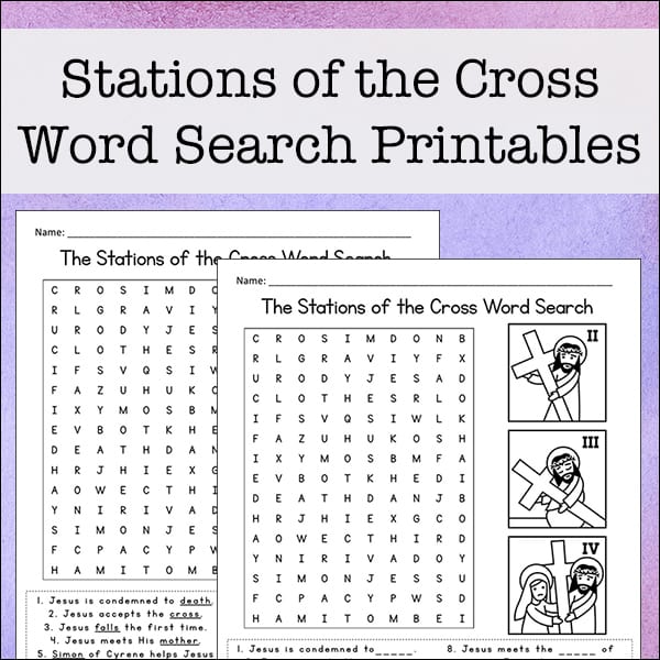 Stations of the Cross word search printables for kids (Way of the Cross word search) from Real Life at Home