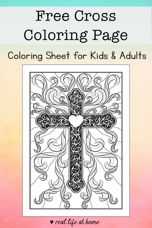 Whether it's for Easter or any time of year, this beautiful and inspirational religious cross coloring page is perfect for kids and adults.