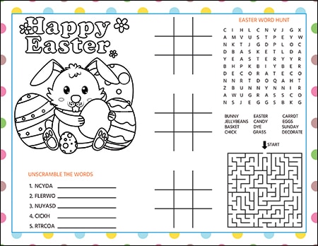 Easter Activity Page / Printable Easter Placemat for Kids - Free and Available from Real Life at Home