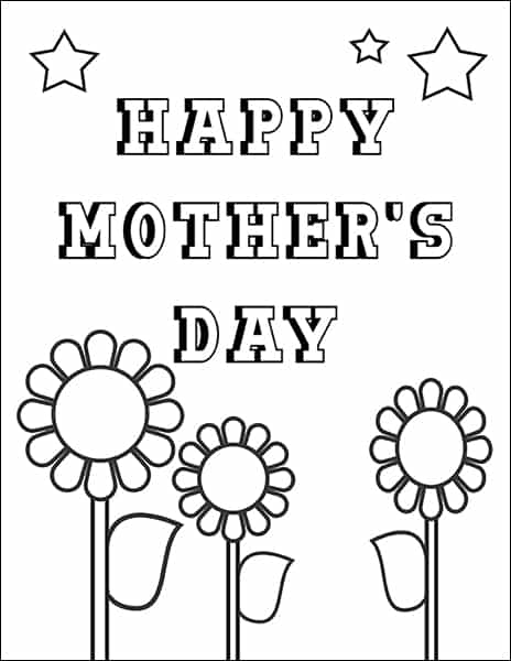 Happy Mother's Day Flowers Coloring Page