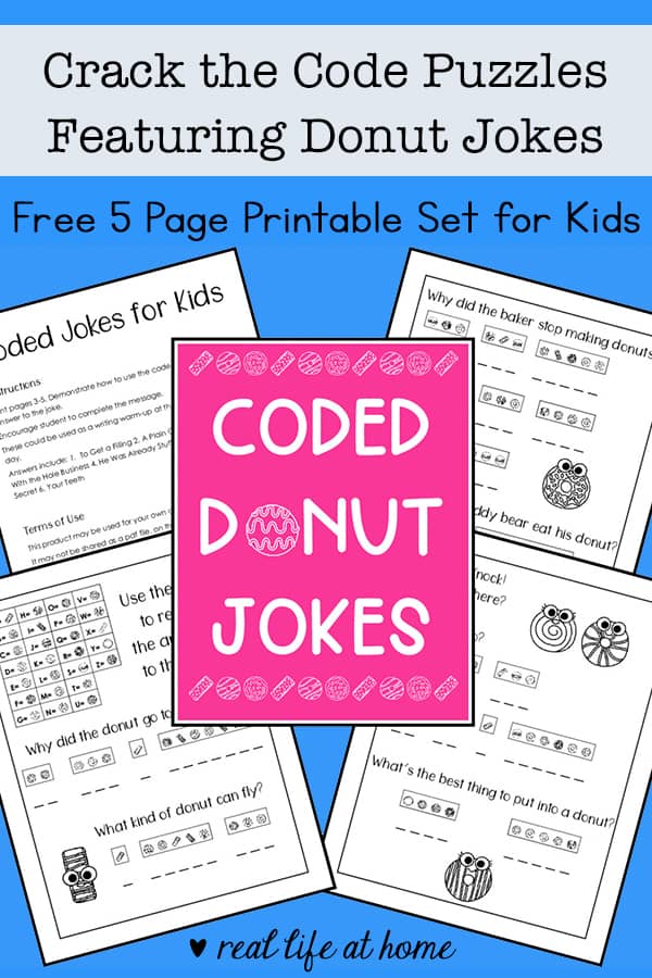 Need some brain teasers and problem solving for kids? They'll enjoy these free printable Crack the Code Puzzles featuring some silly donut jokes.