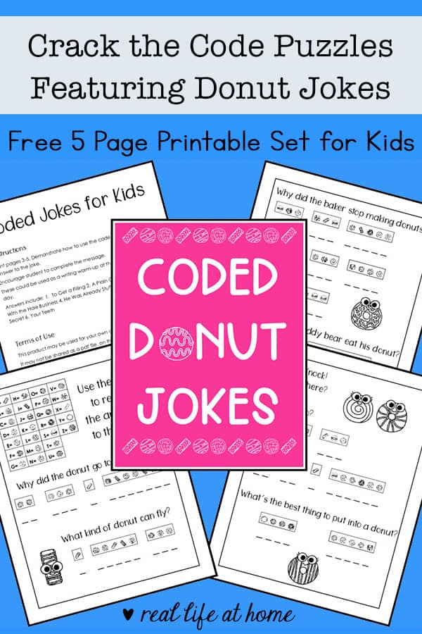 crack the code puzzles free printable featuring donut jokes