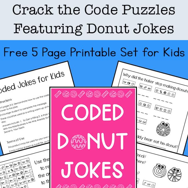Need some brain teasers and problem solving for kids? They'll enjoy these free printable Crack the Code Puzzles featuring some silly donut jokes. | Real Life at Home