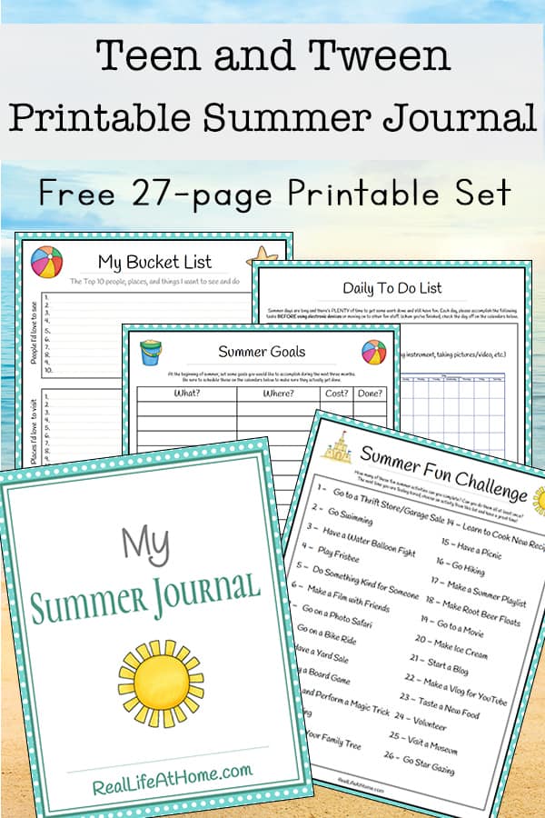 Tween and Teen Summer Journal 27 page Free Printable Packet