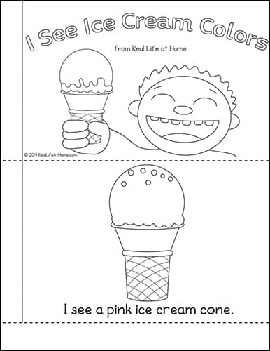 Printable Colors Book for Kids with an ice cream theme