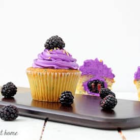 Cupcakes with Homemade Blackberry Buttercream Frosting (recipe)