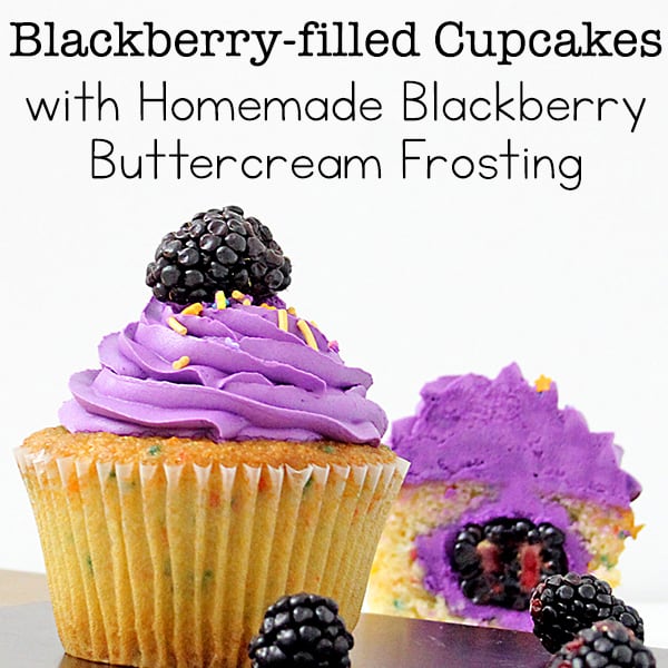 Blackberry-filled Cupcakes with Homemade Blackberry Buttercream Frosting Recipe