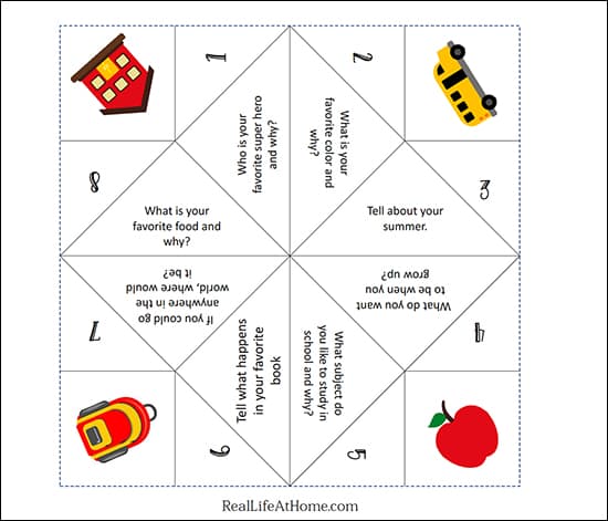 Free Printable Back to School Fortune Teller or Cootie Catcher