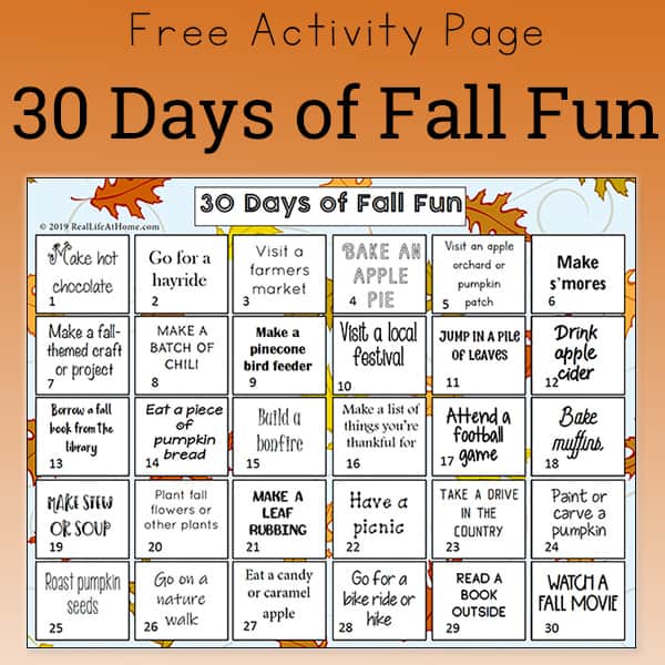 Free Activity Page: 30 Days of Fall Fun for Kids and Families