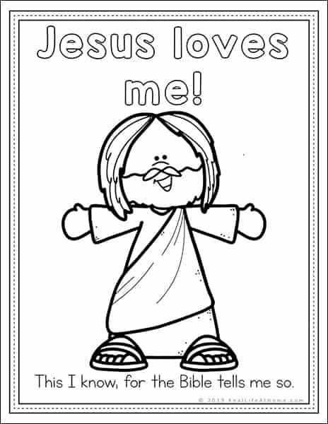 Free Jesus Loves Me Coloring Page from Real Life at Home