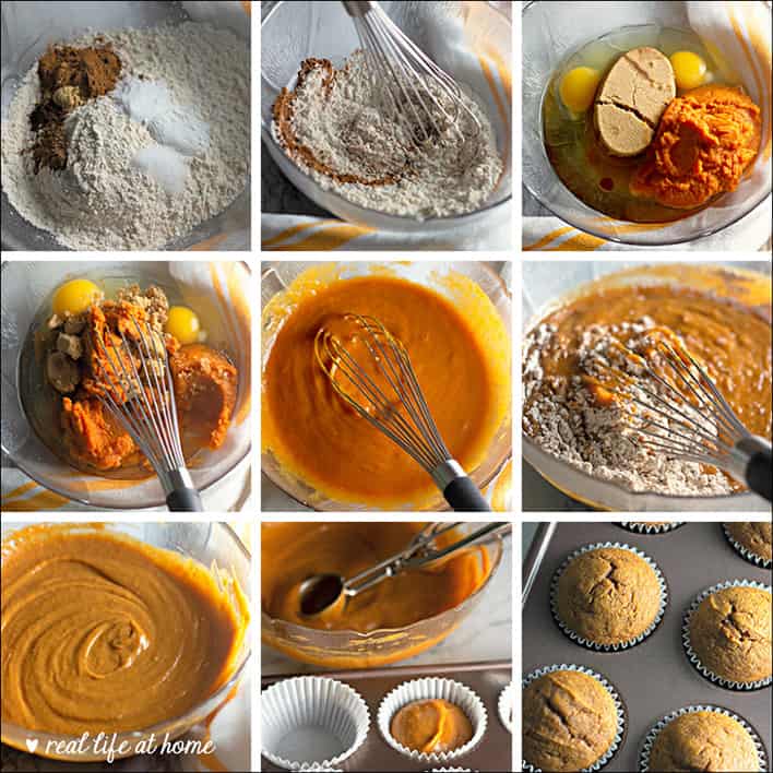 Process pictures of homemade pumpkin cupcakes
