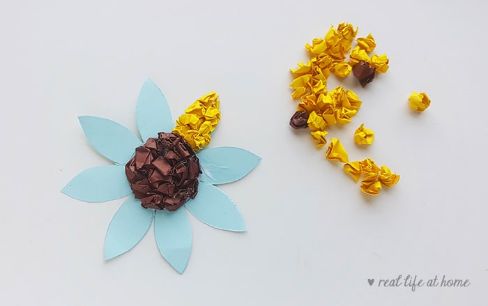 Sunflower Craft for Kids - in process (step 4)