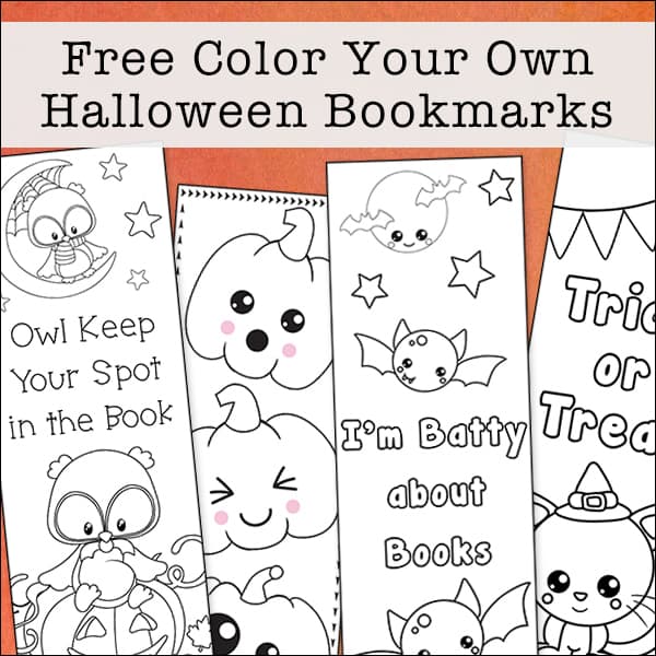 Free Color Your Own Halloween Bookmarks for Kids from Real Life at Home