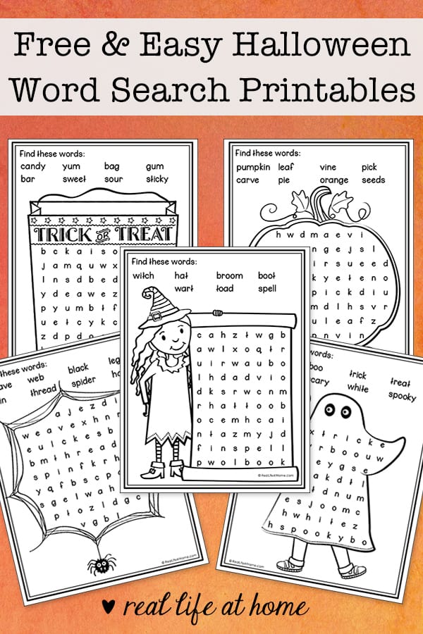 Free and Easy Halloween Word Search Printables for Kids
