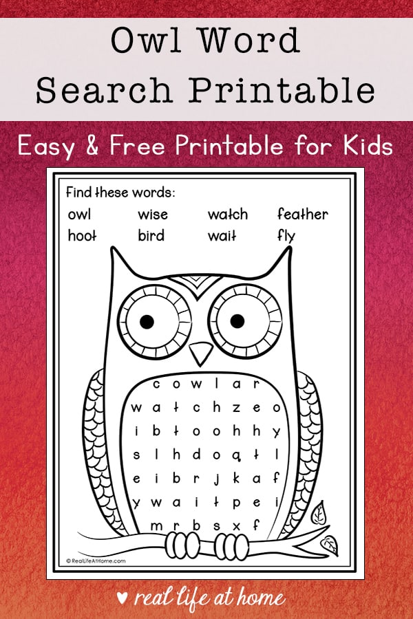 Owl Word Search for Kids (Fall Word Search for Kids)