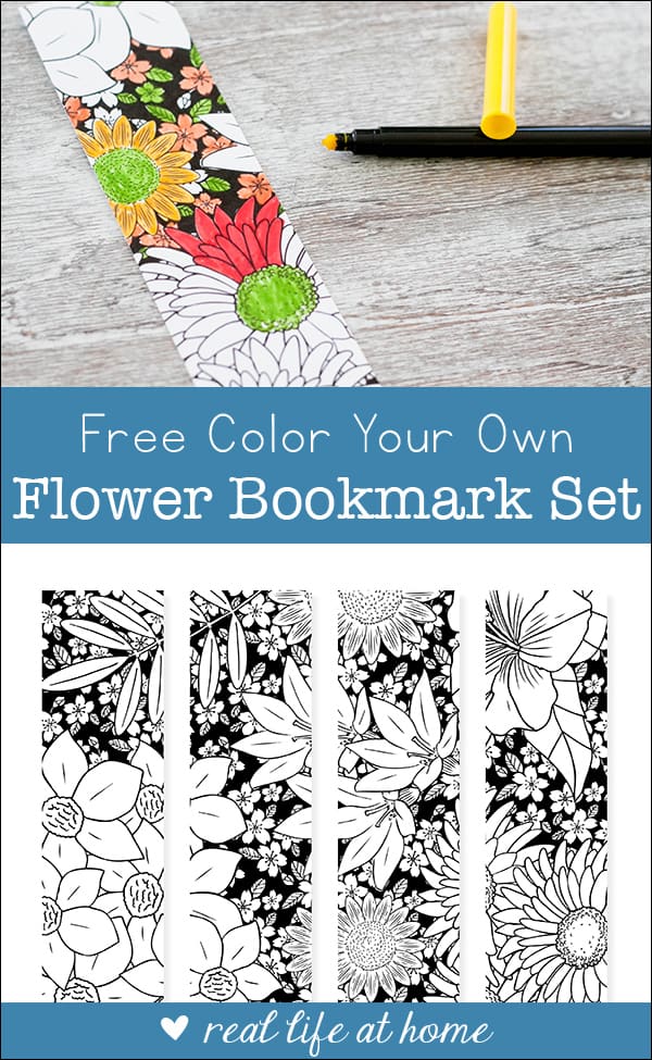 Color Your Own Flower Bookmarks