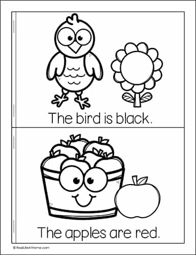 Sample page from the free My Fall Colors Mini Book for Kids
