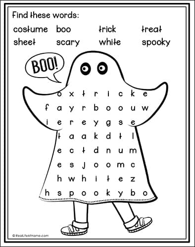 Halloween Costume Word Search Printable from Real Life at Home
