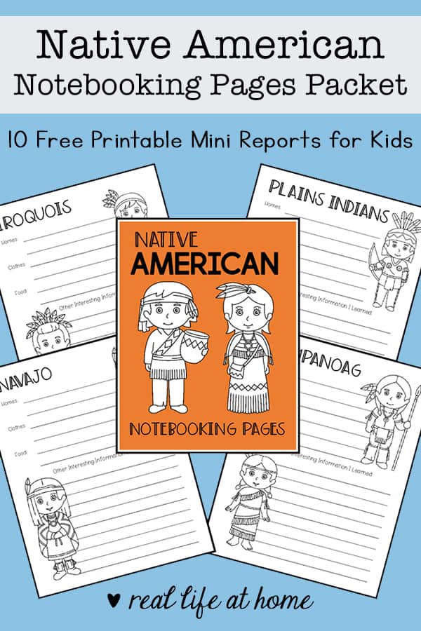Native American Notebooking Pages Packet (Free Printable Report Pages)